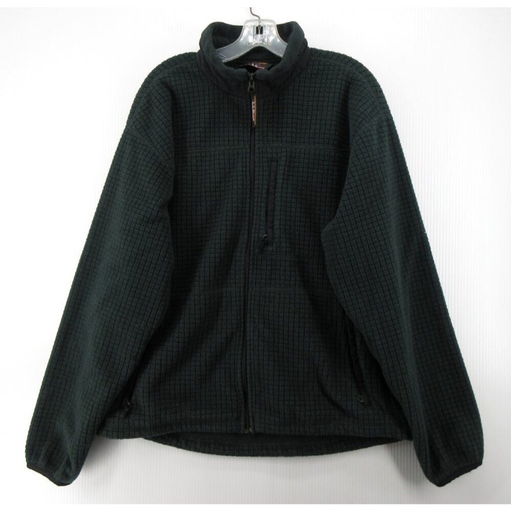 VINTAGE LL Bean Jacket Large Thermal Grid Fleece Coat Full Zip Outdoor
